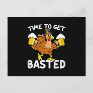 Time To Get Basted Funny Beer Thanksgiving Turkey Aankondigingskaart
