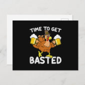 Time To Get Basted Funny Beer Thanksgiving Turkey Aankondigingskaart (Voorkant / Achterkant)