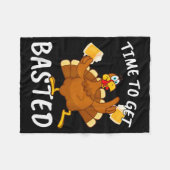 Time To Get Basted Funny Beer Thanksgiving Turkey Fleece Deken (Voorkant (Horizontaal))