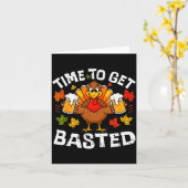 Time To Get Basted Funny Beer Thanksgiving Turkey  Kaart (Gele Bloem)
