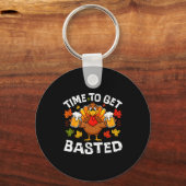 Time To Get Basted Funny Beer Thanksgiving Turkey Sleutelhanger (Voorkant)
