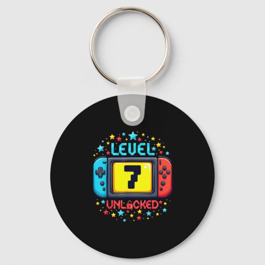 Time To Level Up 7 Unlocked 7th Birthday Boy Video Sleutelhanger (Voorkant)
