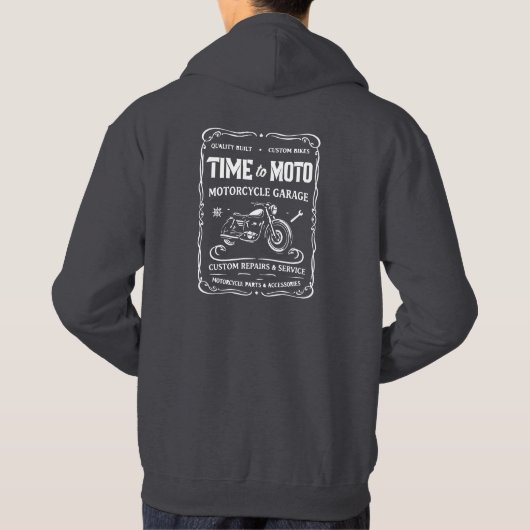 Time to Moto Motorcycle Garage Hoodie (Achterkant)