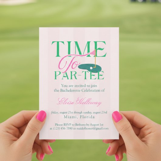 Time to Party Fun Golf Themed Bachelorette Kaart