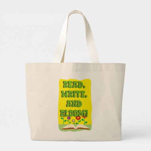 Time To Read Write Bloom Cool Bookworm  Grote Tote Bag (Achterkant)