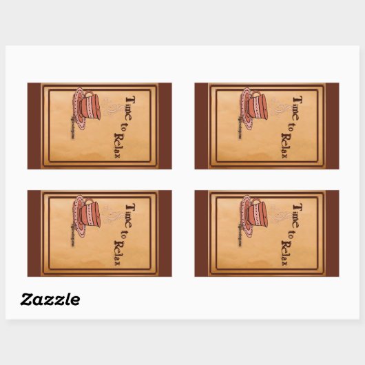 Time to Relax brown Rectangular Sticker Label (Vel)