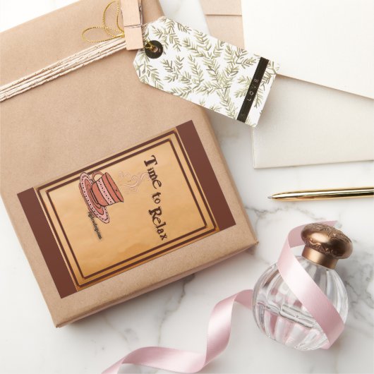 Time to Relax brown Rectangular Sticker Label (Geschenken)