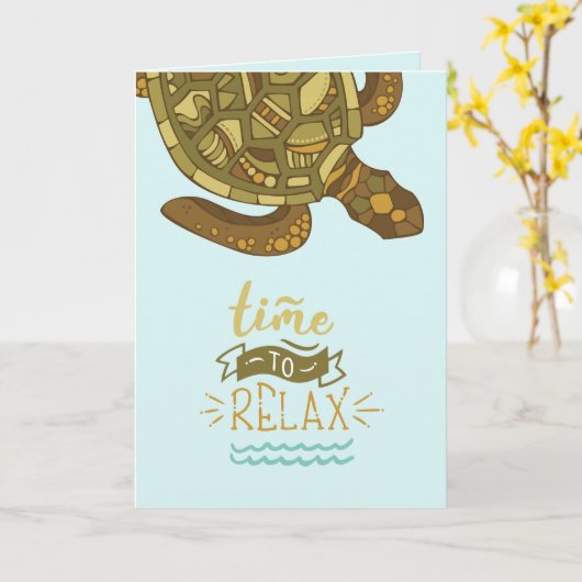 Time to Relax Greeting Card (Sea Turtle) Kaart (Gele Bloem)