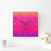 Time to Shine – Bold Sunset Gradient Vierkante Klok (Huis)