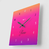 Time to Shine – Bold Sunset Gradient Vierkante Klok (Hoek)