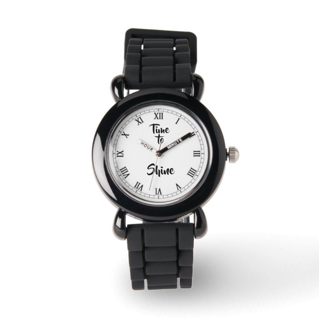 Time to Shine Kid's Zilveren Glitter Bandje Horloge (Voorkant)