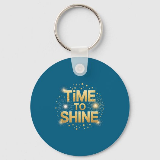 Time To Shine Motivational Sparkle Design With Sta Sleutelhanger (Voorkant)