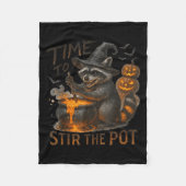 Time To Stir T Funny Raccoon Retro Halloween Anima Fleece Deken (Voorkant)