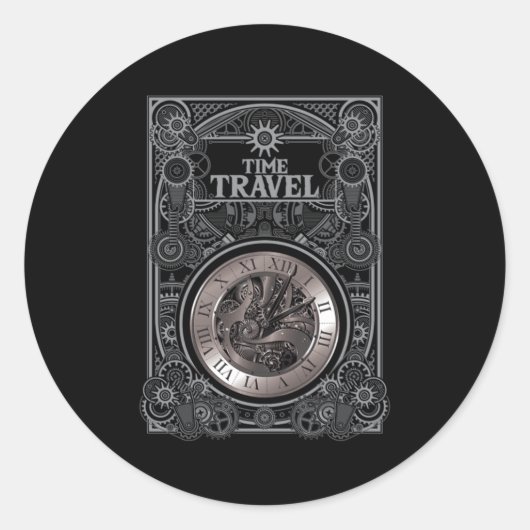 Time Travel Retro Science Fiction Gift Ronde Sticker (Voorkant)