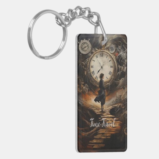 Time Travel Steampunk Sleutelhanger - Klok Fantasy (Voorkant Links)