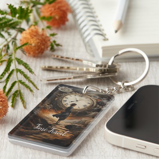 Time Travel Steampunk Sleutelhanger - Klok Fantasy (Voorkant Rechts)