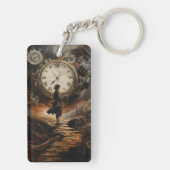Time Travel Steampunk Sleutelhanger - Klok Fantasy (achterkant)