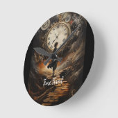 Time Travel Steampunk Wall Clock - Fantasy Art Clo Ronde Klok (Hoek)