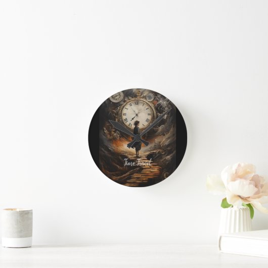 Time Travel Steampunk Wall Clock - Fantasy Art Clo Ronde Klok (Huis)