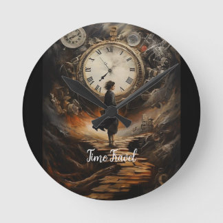 Time Travel Steampunk Wall Clock - Fantasy Art Clo Ronde Klok