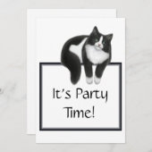 Time Tuxedo Cat Uitnodiging (Voorkant / Achterkant)