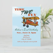 Time TWO Fly, Airplane 2nd birthday Kaart (Staand voorkant)