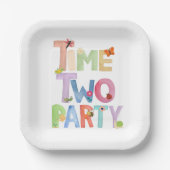 Time Two Party Paper Plates ,Bug Themed 2nd Birthd Papieren Bordje (Voorkant)