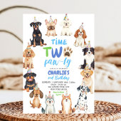 Time Two Pawty Dog Lovers Kids Second Birthday Kaart