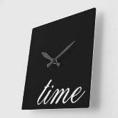 Time Typografie Black en White Minimalistics Vierkante Klok (Hoek)