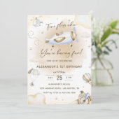 Time vliegt vliegtuig eerste verjaardagsfeestje kaart (Staand voorkant)