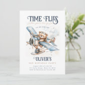 Time vliegt Vliegtuig Teddy Bear  Verjaardag Kaart (Staand voorkant)