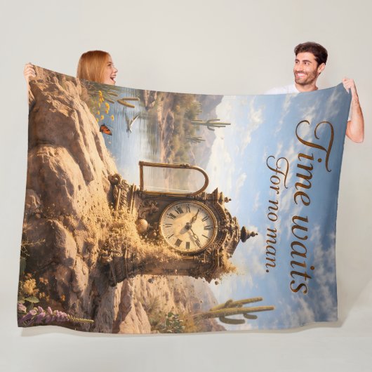 Time waits for desert clock fleece blanket de deken (In situ)