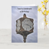 Time Warp Clock Funny Birthday Wiggle Out Kaart (Gele Bloem)