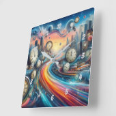 Time Warp Road Trip Vierkante Klok (Hoek)