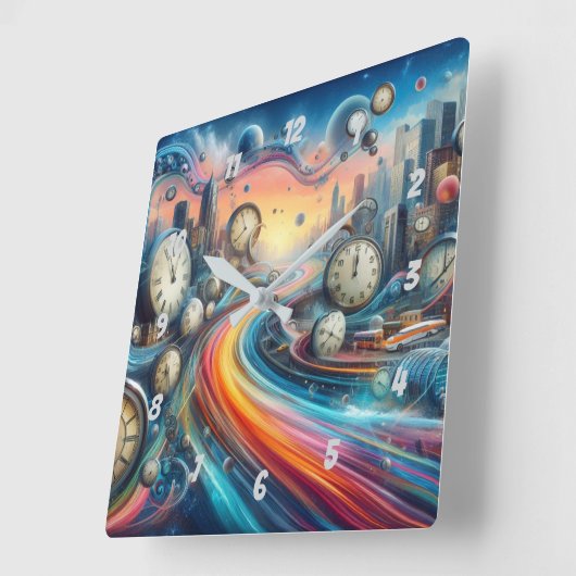 Time Warp Road Trip Vierkante Klok (Hoek)