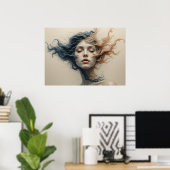 Time-Warped Gezichten Poster Abstracte Muurkunst (Thuiskantoor)