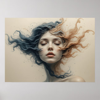 Time-Warped Gezichten Poster Abstracte Muurkunst