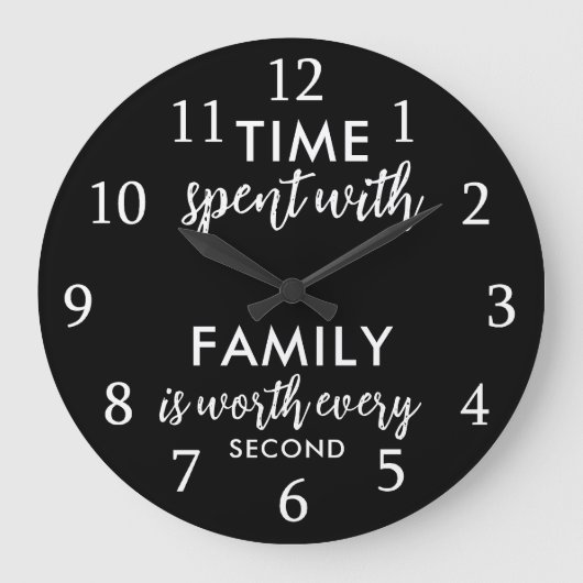 Time With Family Quote Typography Black And White Grote Klok (Voorkant)