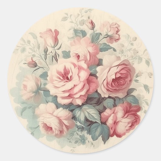 Time-Worn Pink Splendor Shabby Chic Ronde Sticker (Voorkant)