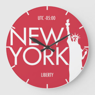 Time Zone Typografie Wall Clock New York Grote Klok