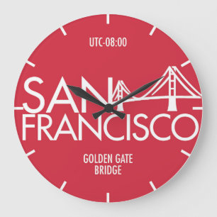 Time Zone Typografie Wall Clock San Francisco Grote Klok