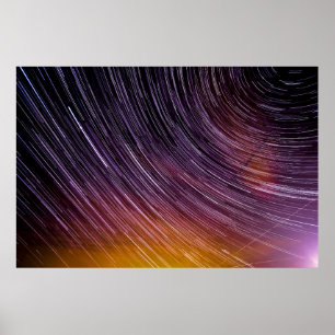 Timelapse foto van de sterrenhemel poster