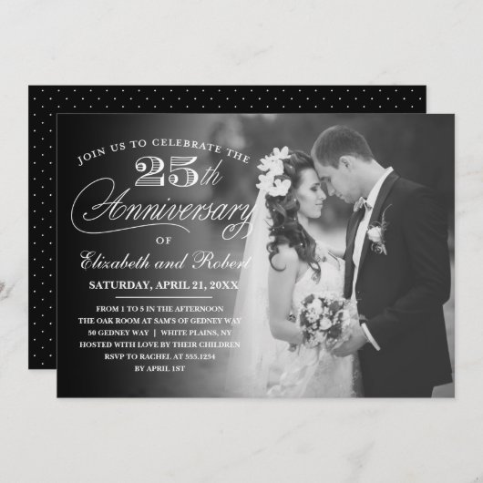 Timeless 25th Jubileum Party Photo Invitation Kaart (Voorkant / Achterkant)
