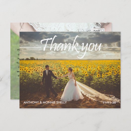 Timeless 2 foto bruiloft Dank u Briefkaart (Voorkant / Achterkant)