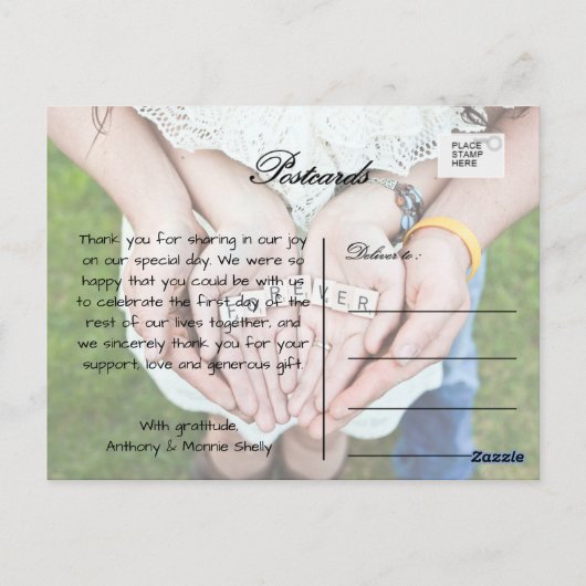 Timeless 2 foto bruiloft Dank u Briefkaart (Achterkant)