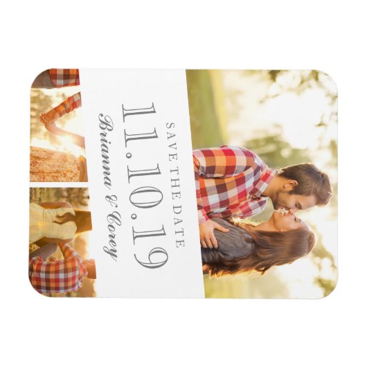 Timeless 3-foto opslaan de datum magneet (Horizontaal)