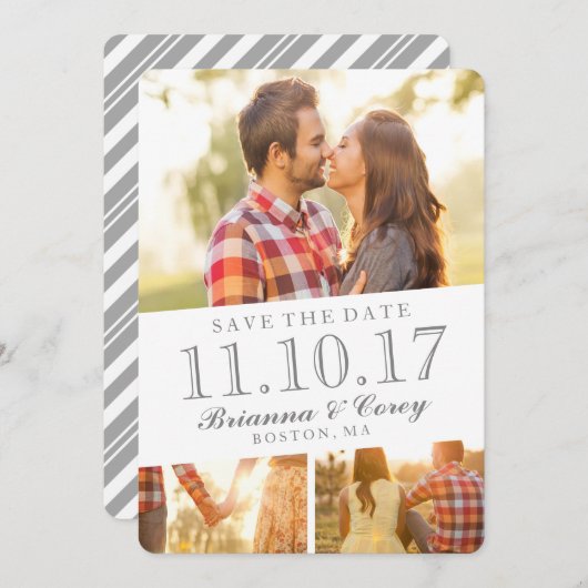 Timeless 3-foto opslaan de datum save the date (Voorkant / Achterkant)