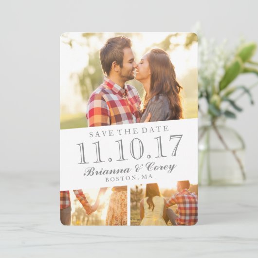 Timeless 3-foto opslaan de datum save the date (Staand voorkant)