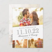 Timeless 3-Foto sparen de Datum Aankondigingskaart (Voorkant / Achterkant)