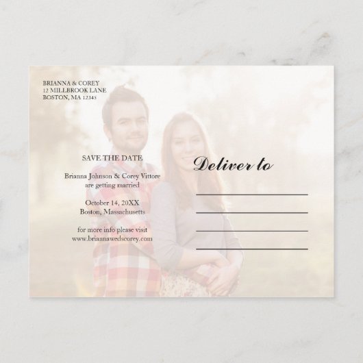 Timeless 3-Foto sparen de Datum Aankondigingskaart (Achterkant)